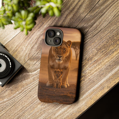 Lioness & Cub Phone Case | Safari Wildlife Tough Case for iPhone & Samsung