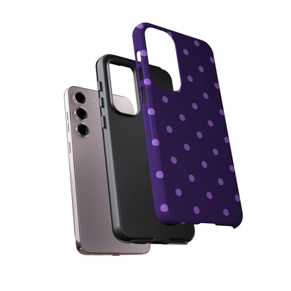 Purple Polka Dot Tough Phone Case – Cute Stylish Durable Protective Cover for Iphone, Samsung Galaxy and Pixel