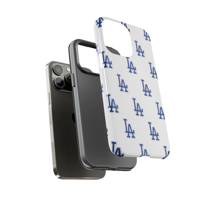 Blue LA Monogram Pattern Phone Case | Minimal Baseball Inspired Tough Cover