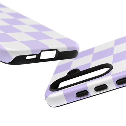 Lavender Checkerboard Phone Case | Pastel Aesthetic Checkered iPhone & Samsung Tough Case