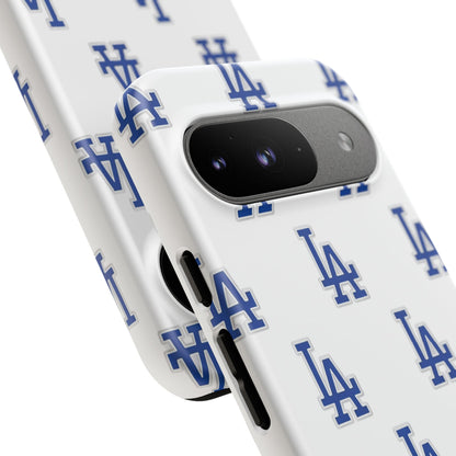 Blue LA Monogram Pattern Phone Case | Minimal Baseball Inspired Tough Cover