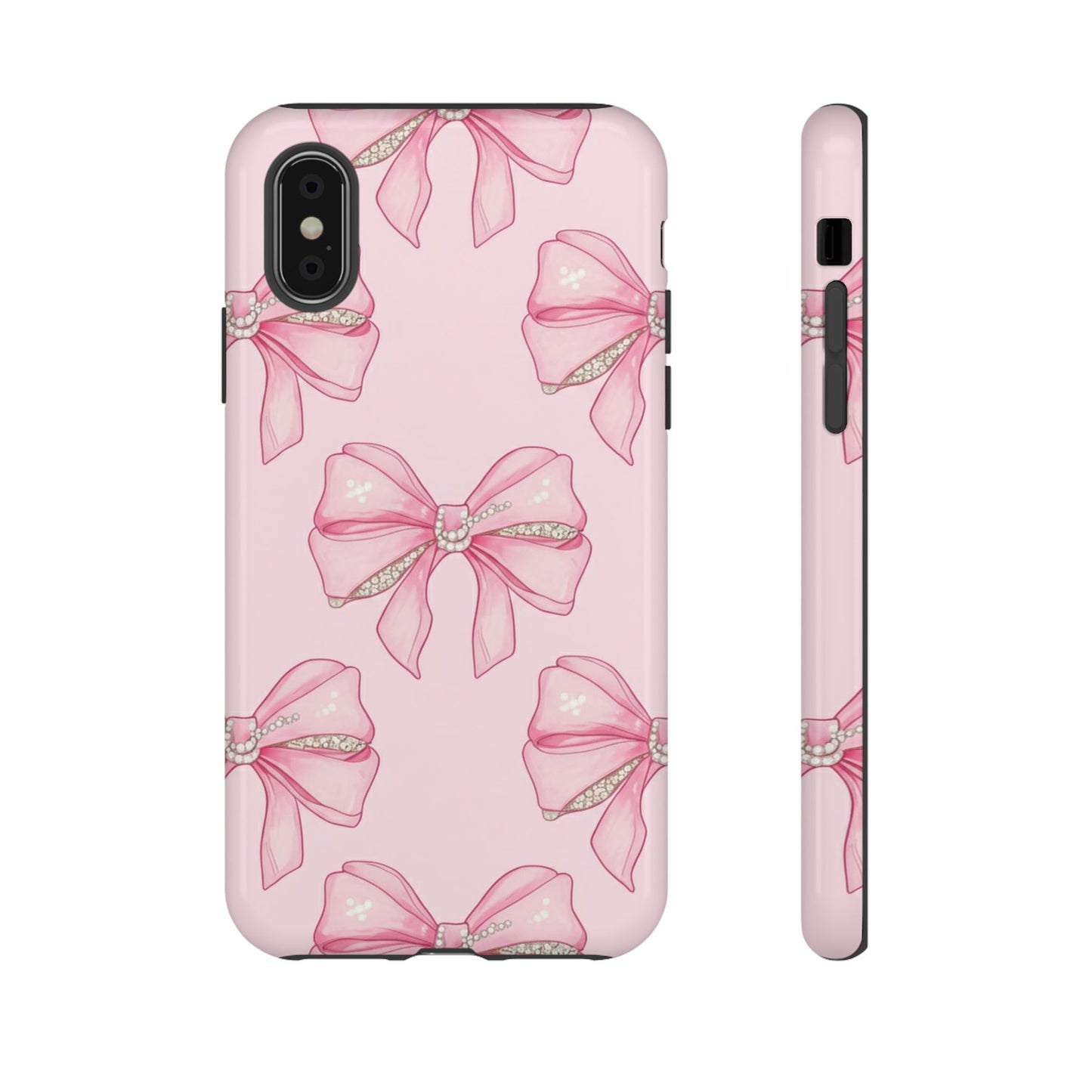 Pink Bow Pattern Phone Case | Coquette Aesthetic Tough Protective Case