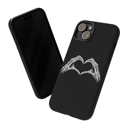 Skeleton Hands Heart Phone Case | Gothic Black Protective Cover