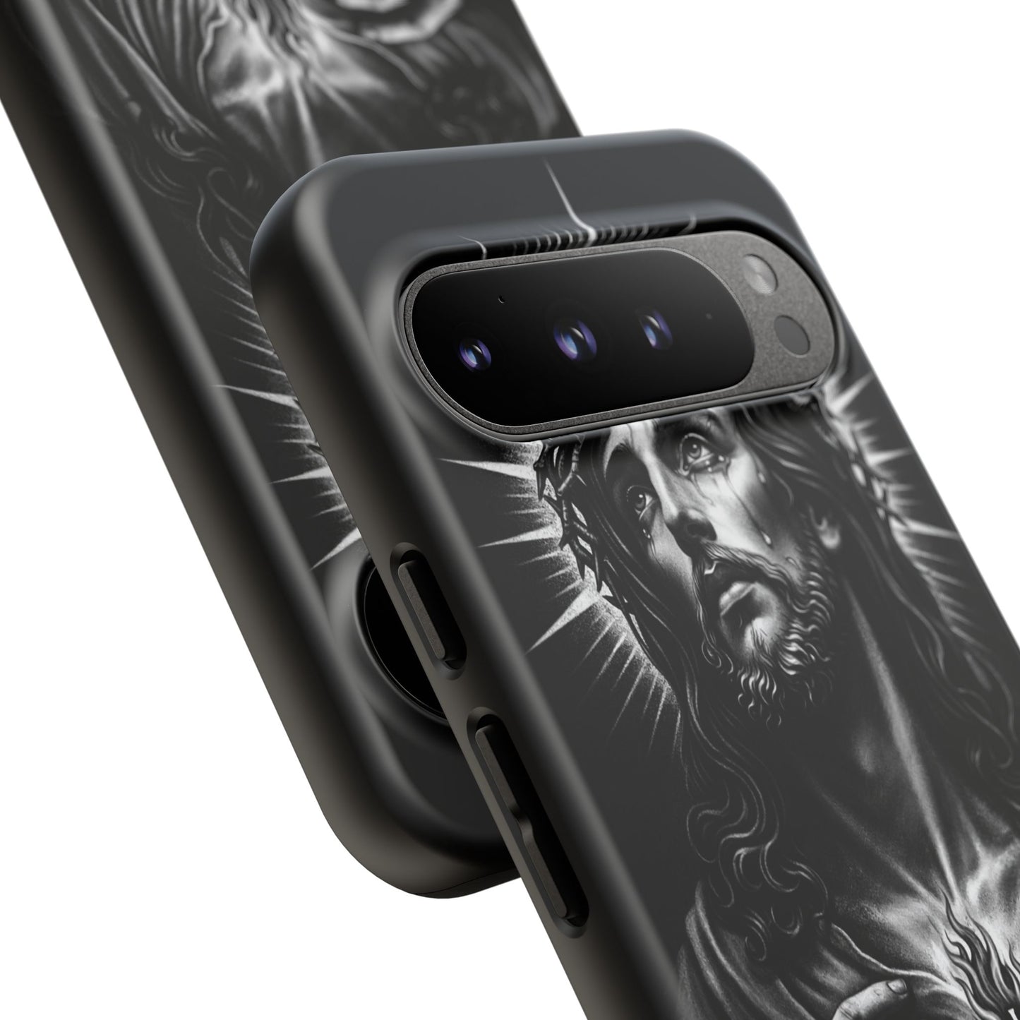 Jesus Sacred Heart Phone Case Black White Christian Faith Aesthetic