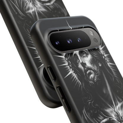 Jesus Sacred Heart Phone Case Black White Christian Faith Aesthetic