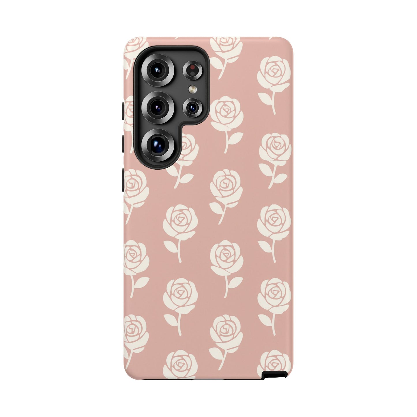 White Rose Pattern Tough Phone Case | Elegant Floral Aesthetic Case for Iphone, Samsung Galaxy and Pixel