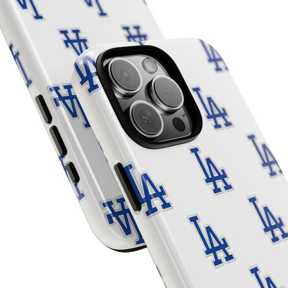 Blue LA Monogram Pattern Phone Case | Minimal Baseball Inspired Tough Cover