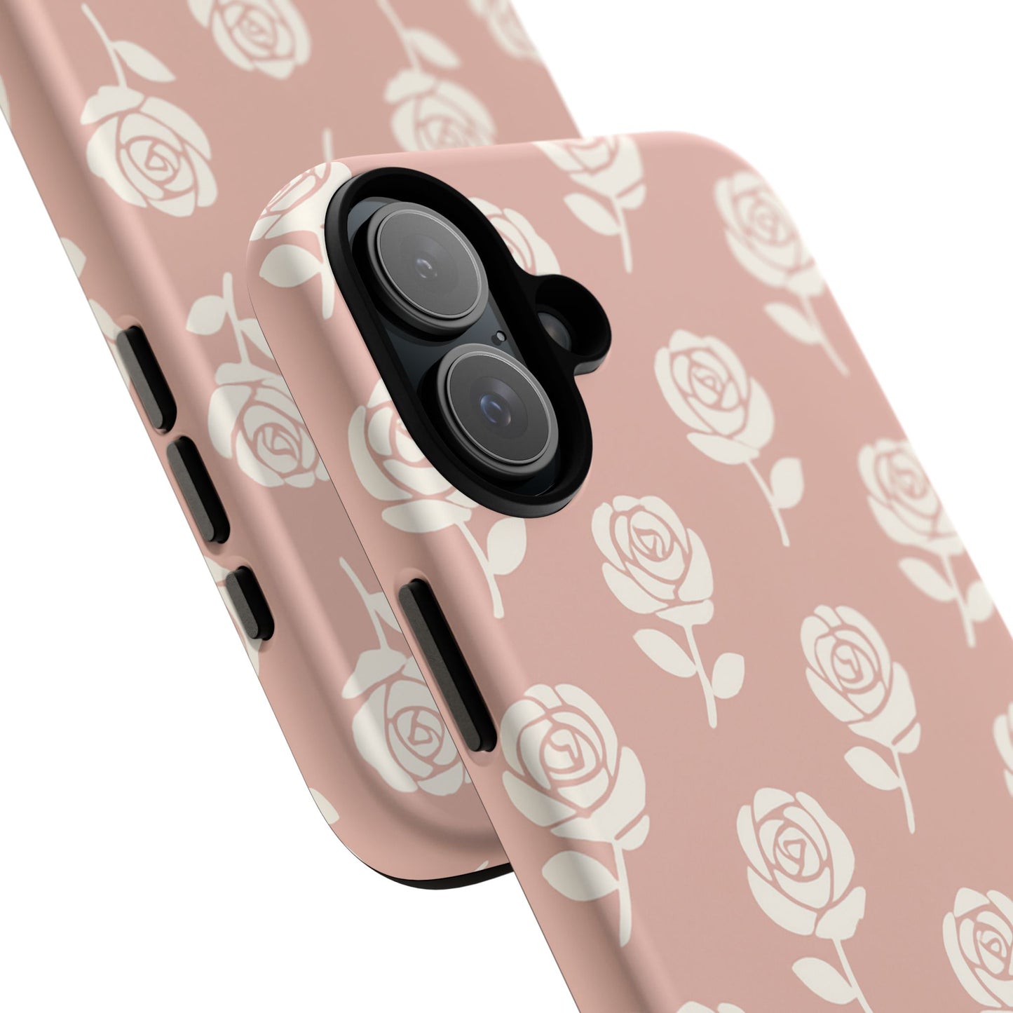 White Rose Pattern Tough Phone Case | Elegant Floral Aesthetic Case for Iphone, Samsung Galaxy and Pixel