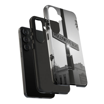 Hollywood Blvd Phone Case | Vintage Los Angeles Street Sign | Black & White LA Aesthetic