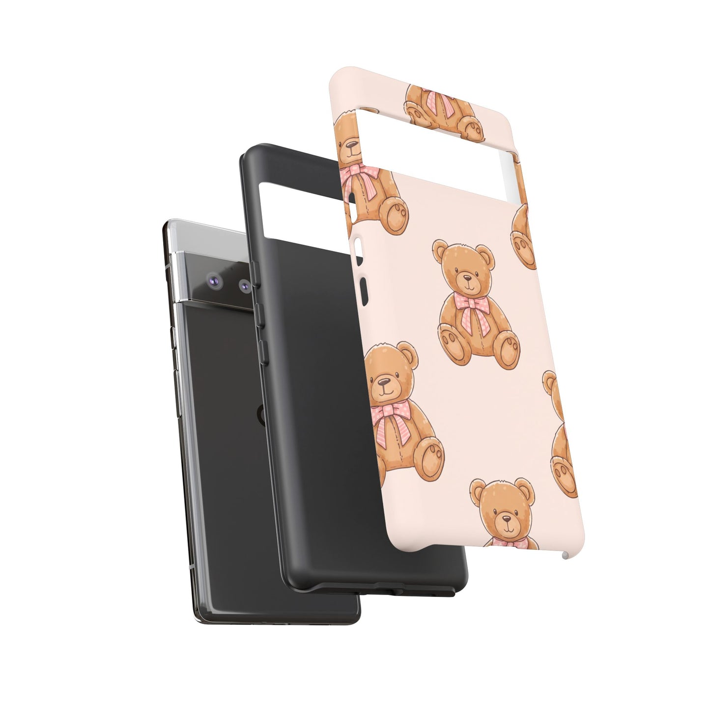 Teddy Bear Phone Case | Cute Coquette Aesthetic Pink Bear Pattern Case | Kawaii Soft Girl iPhone & Samsung Tough Protective Case