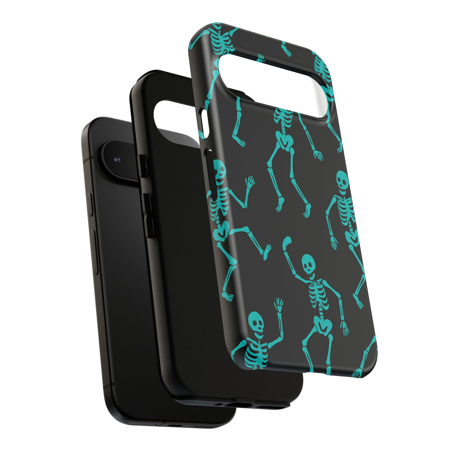 Dancing Teal Skeletons Phone Case | Tough Protective Case for Iphone, Samsung Galaxy and Pixel