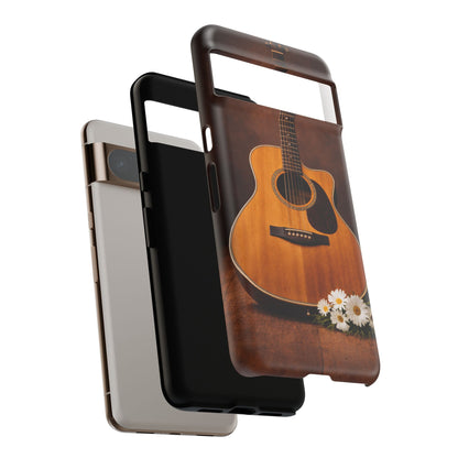 Acoustic Guitar Daisy Phone Case | Rustic Music Lover Tough Cover