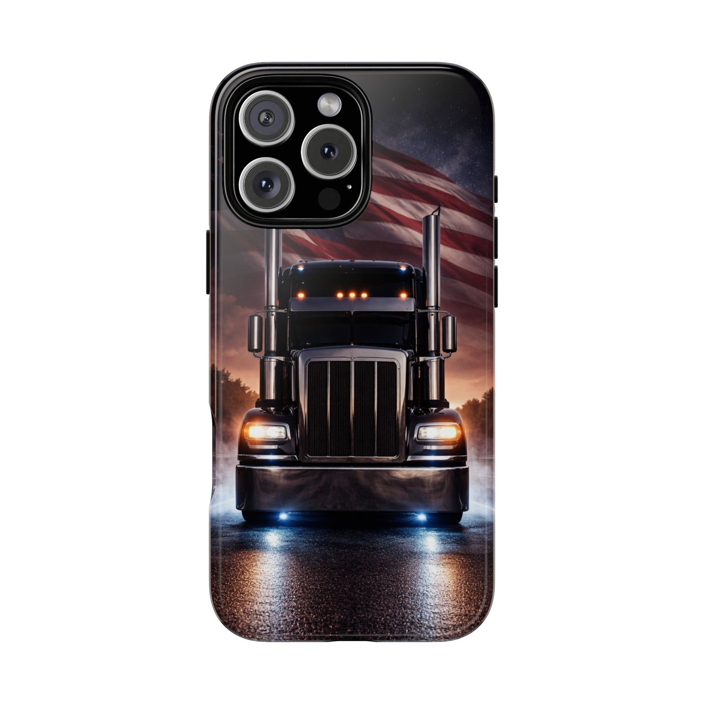 Semi Truck Phone Case American Flag Big Rig Trucker Gift iPhone Samsung
