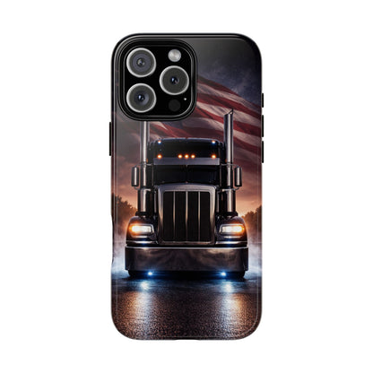 Semi Truck Phone Case American Flag Big Rig Trucker Gift iPhone Samsung