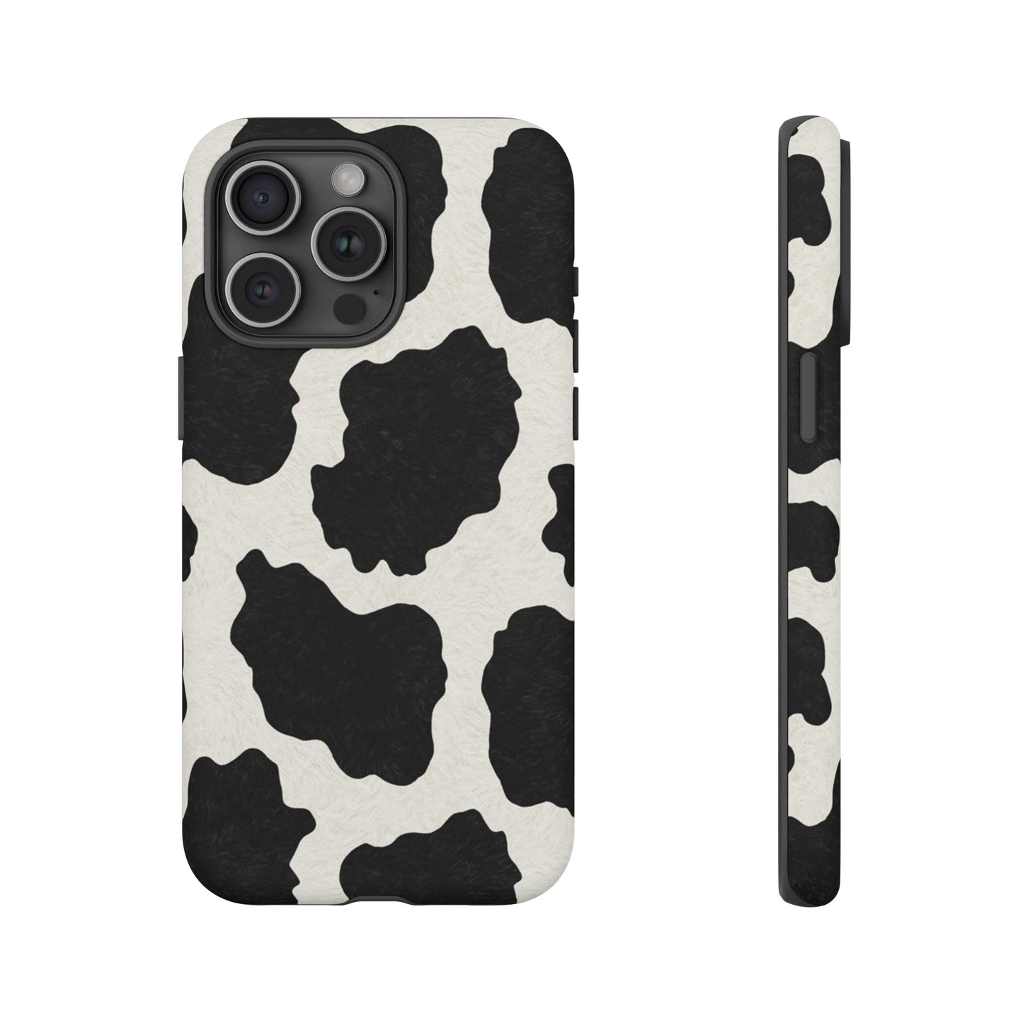 Black & White Cow Print Phone Case | Western Aesthetic iPhone & Samsung Tough Case