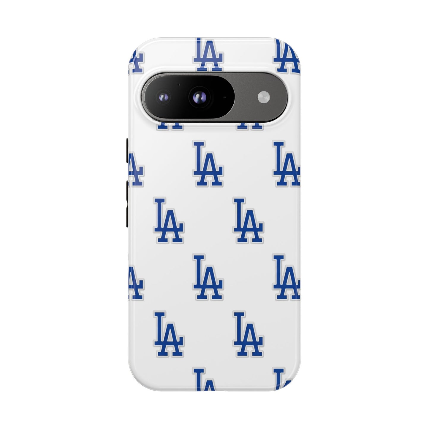 Blue LA Monogram Pattern Phone Case | Minimal Baseball Inspired Tough Cover