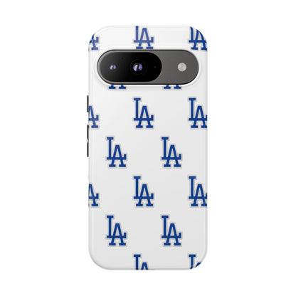 Blue LA Monogram Pattern Phone Case | Minimal Baseball Inspired Tough Cover