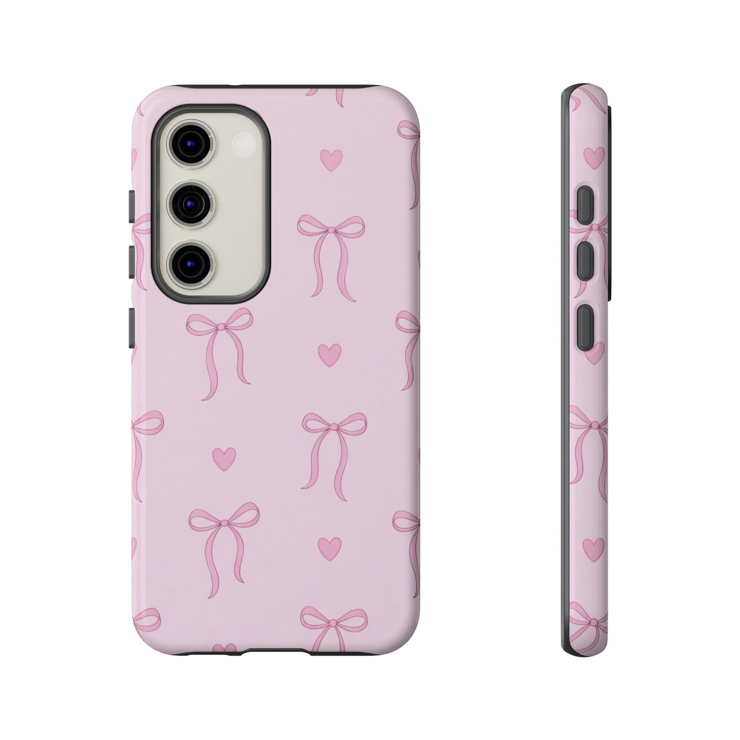 Pink Bow Heart Aesthetic Phone Case – Coquette Cute Tough Cover