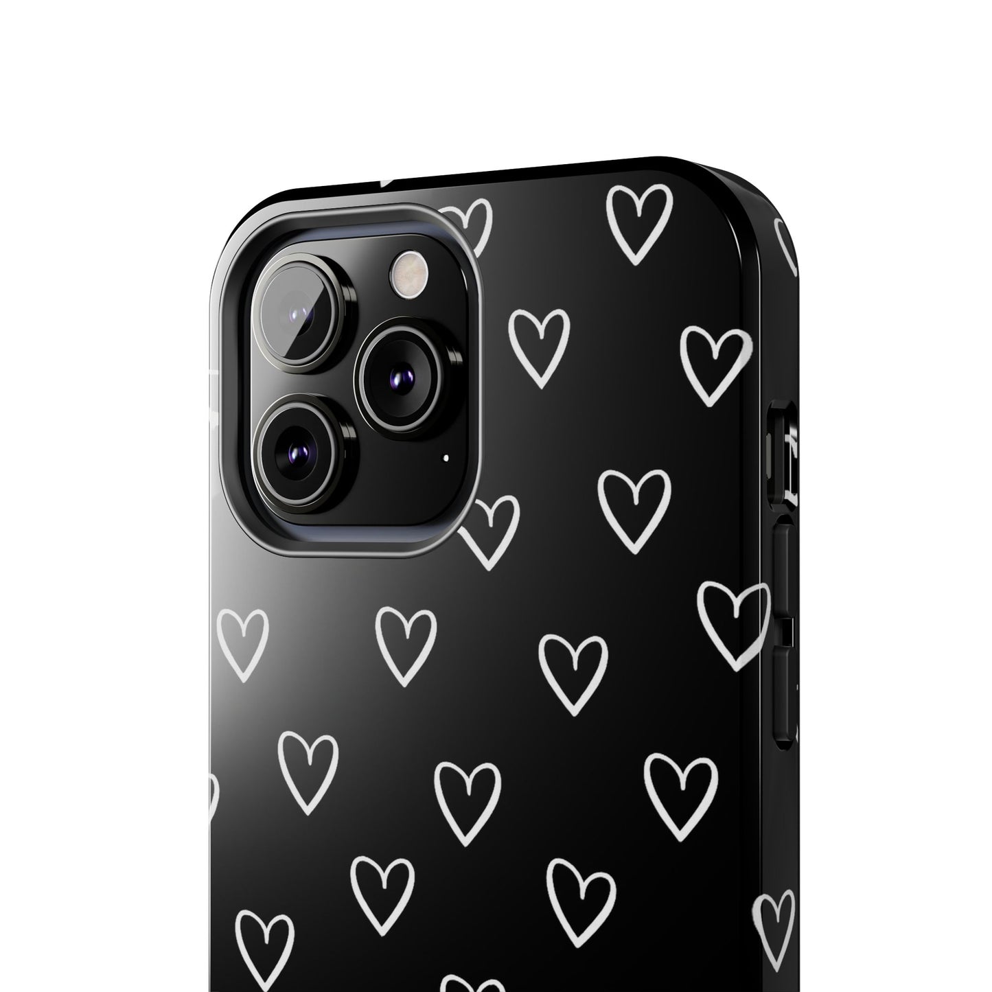Doodle Heart Phone Case – Minimal Black & White Heart Pattern | Tough Protective Case