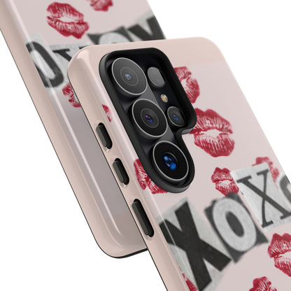 XOXO Kiss Print Phone Case | Coquette Valentine Aesthetic | Cute Pink Lipstick Kiss Tough Case for iPhone & Samsung