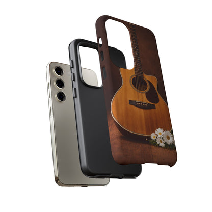 Acoustic Guitar Daisy Phone Case | Rustic Music Lover Tough Cover