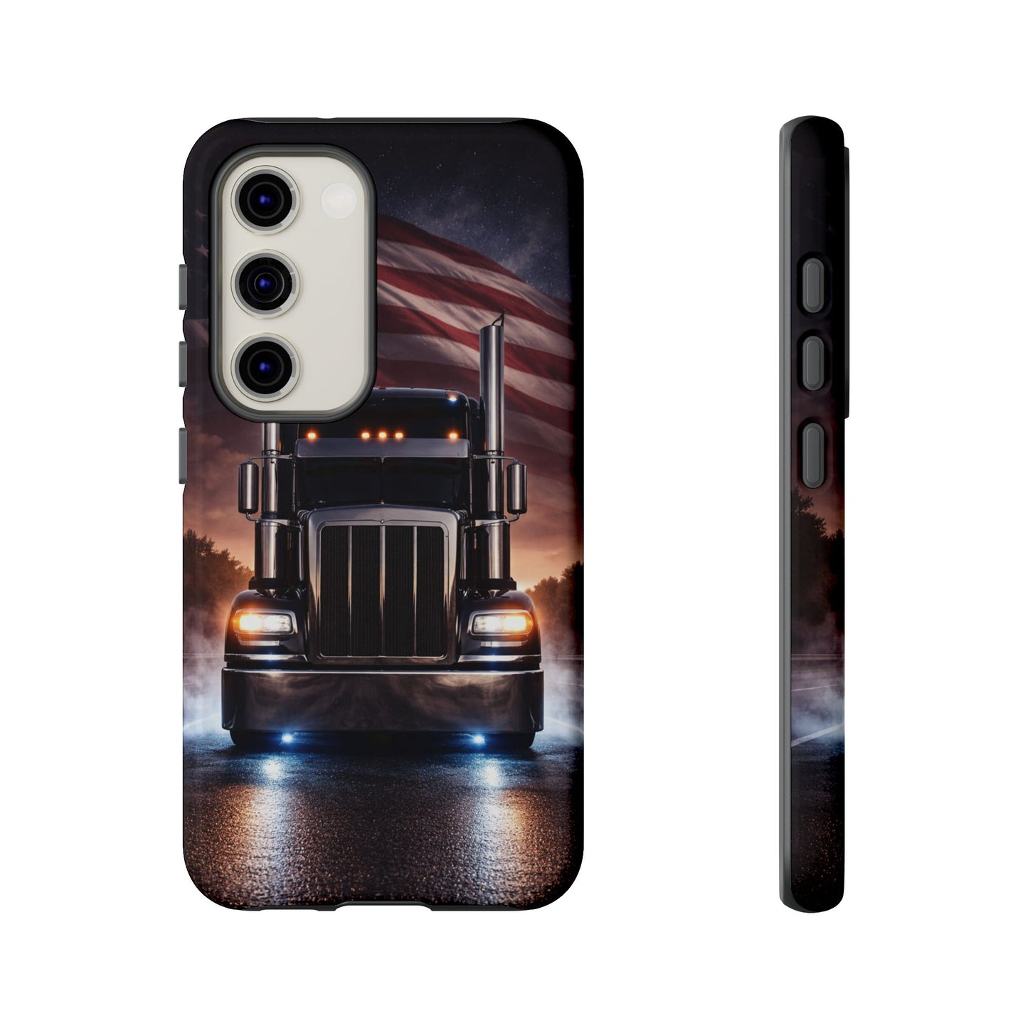 Semi Truck Phone Case American Flag Big Rig Trucker Gift iPhone Samsung