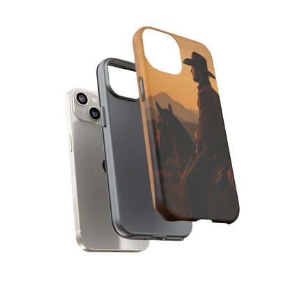Western Cowboy Sunset Phone Case | Horse Rider Desert Aesthetic Tough Protective Case