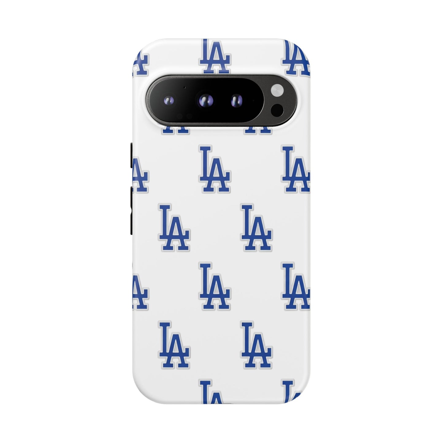 Blue LA Monogram Pattern Phone Case | Minimal Baseball Inspired Tough Cover