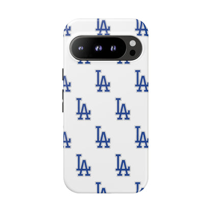 Blue LA Monogram Pattern Phone Case | Minimal Baseball Inspired Tough Cover