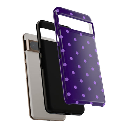 Purple Polka Dot Tough Phone Case – Cute Stylish Durable Protective Cover for Iphone, Samsung Galaxy and Pixel
