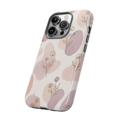 Blush Floral Phone Case Neutral Botanical Watercolor Tough Cover