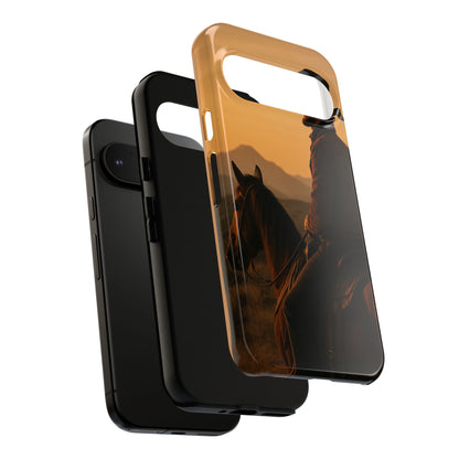 Western Cowboy Sunset Phone Case | Horse Rider Desert Aesthetic Tough Protective Case