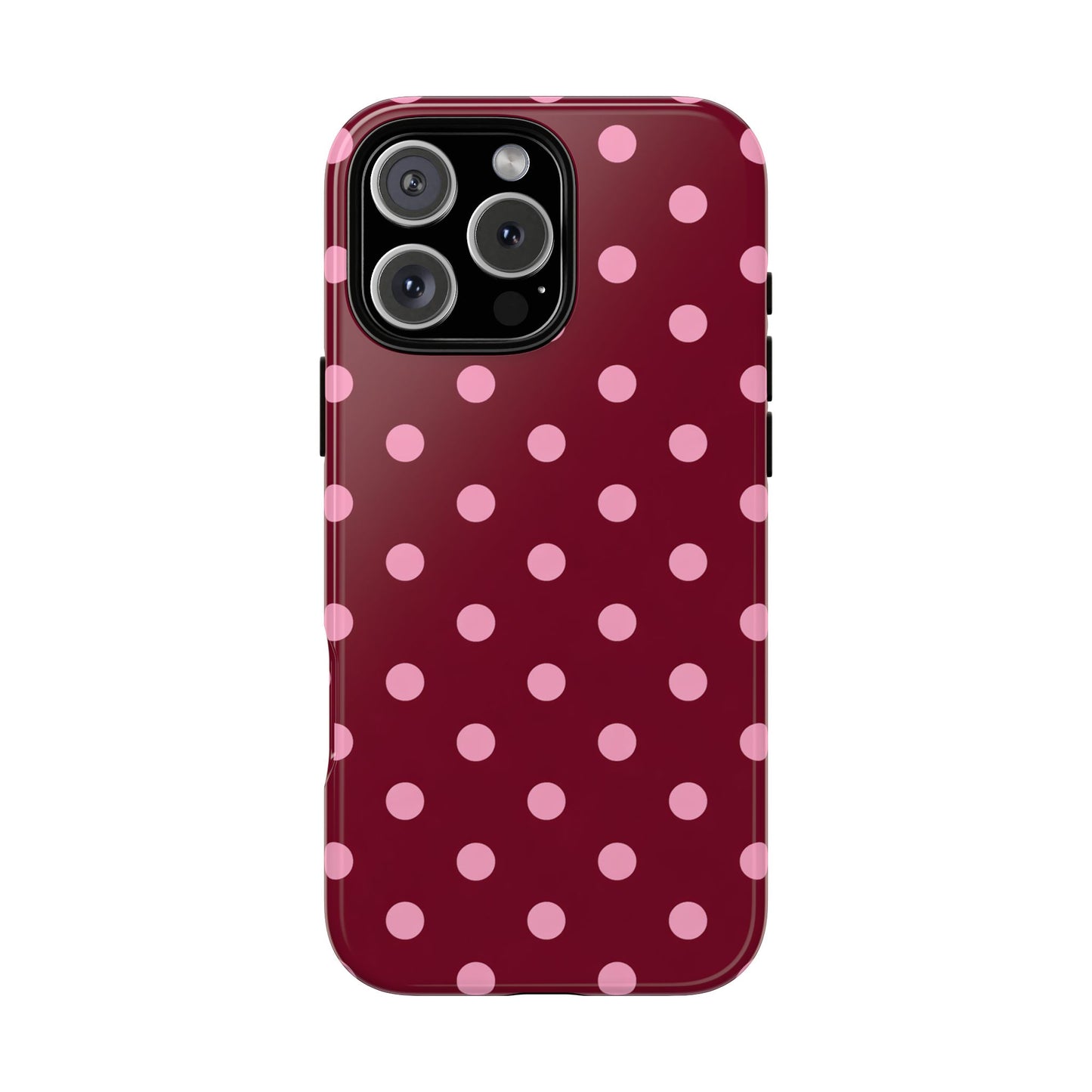 Pink Polka Dot Phone Case – Cute Aesthetic Tough Protective Phone Cover for Iphone, Samsung Galaxy and Pixel