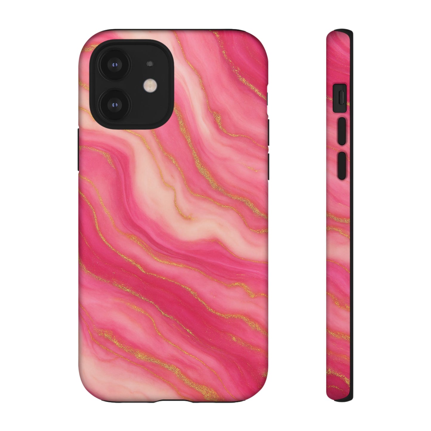 Pink Marble Phone Case | Rose Gold Swirl Aesthetic Tough Protective Case