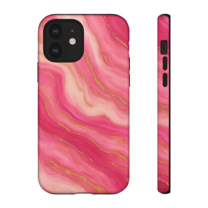 Pink Marble Phone Case | Rose Gold Swirl Aesthetic Tough Protective Case