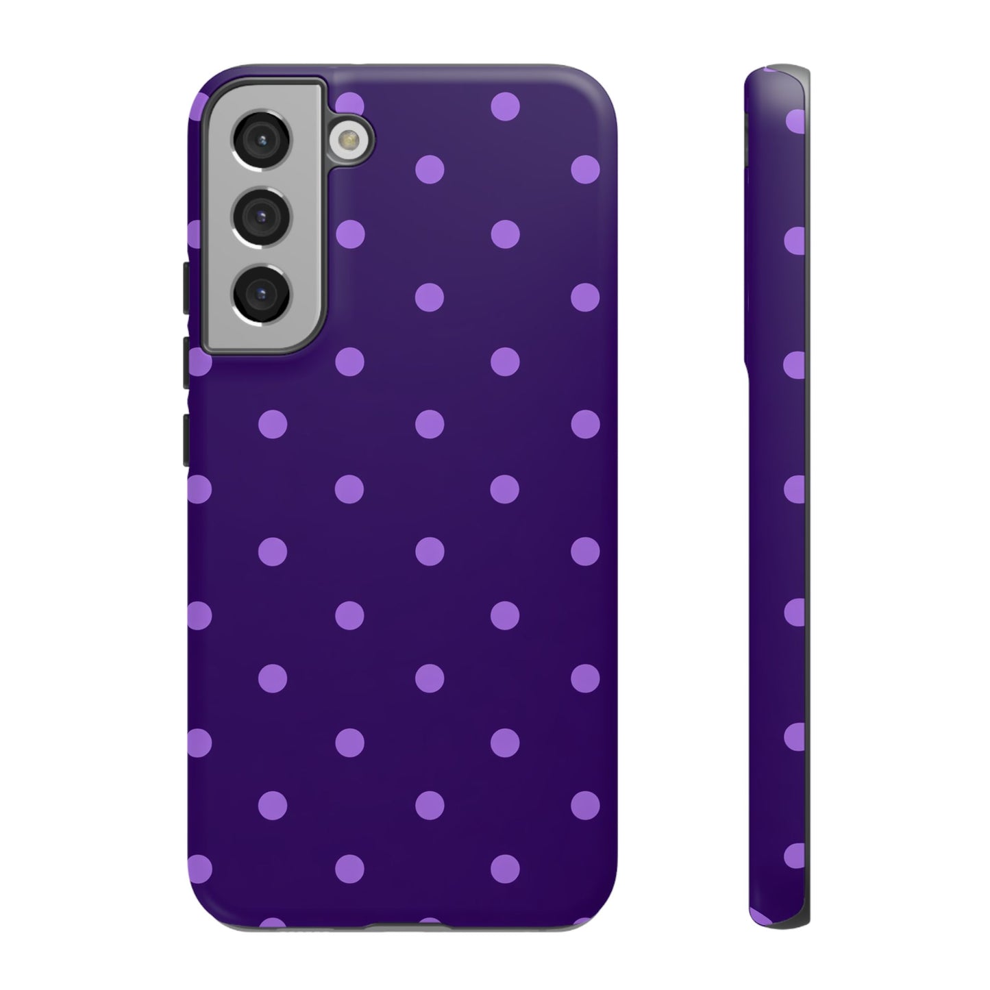 Purple Polka Dot Tough Phone Case – Cute Stylish Durable Protective Cover for Iphone, Samsung Galaxy and Pixel