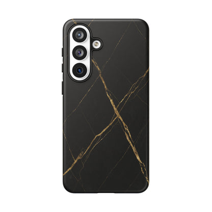Black Marble Phone Case with Gold Veins – Luxury Minimal Aesthetic Tough Case