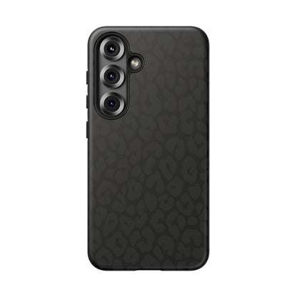Black Leopard Phone Case | Black on Black Leopard Print Tough iPhone & Samsung Case | Matte or Glossy Protective Cover