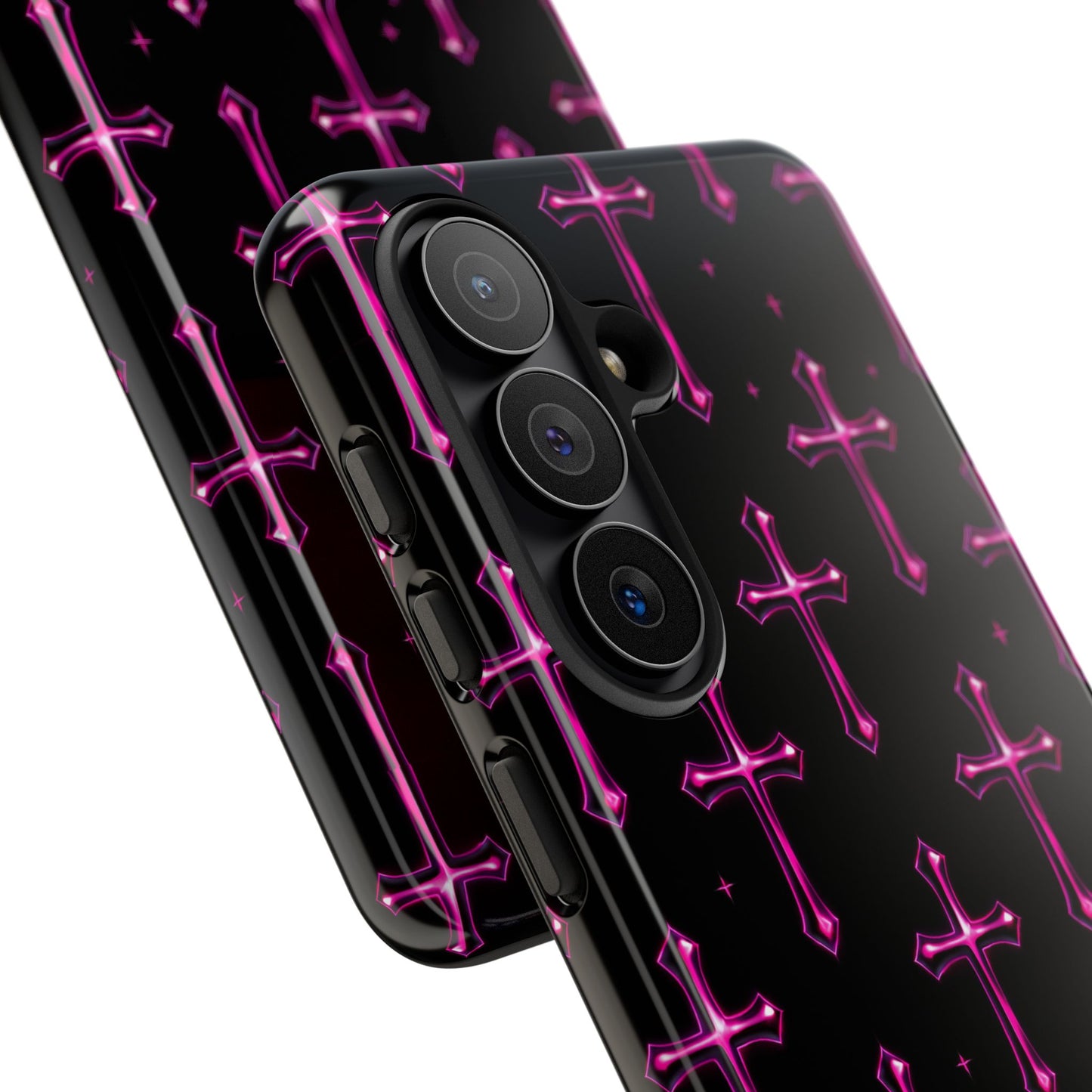 Neon Pink Cross Pattern Phone Case | Tough Protective Case for Iphone, Samsung Galaxy and Pixel