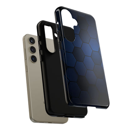 Blue Hexagon Gradient Phone Case | Honeycomb Geometric Tech Aesthetic | Minimalist Tough Case for iPhone & Samsung