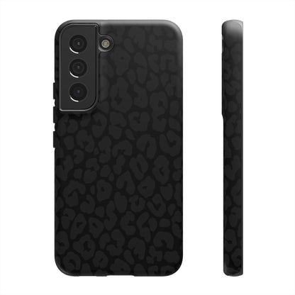 Black Leopard Phone Case | Black on Black Leopard Print Tough iPhone & Samsung Case | Matte or Glossy Protective Cover