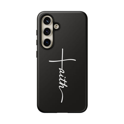 Faith Cross Phone Case, Christian Aesthetic Minimalist Black Matte Case, Religious Gift iPhone Samsung Cover