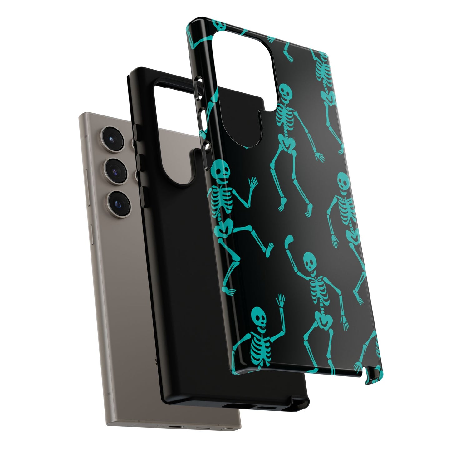 Dancing Teal Skeletons Phone Case | Tough Protective Case for Iphone, Samsung Galaxy and Pixel