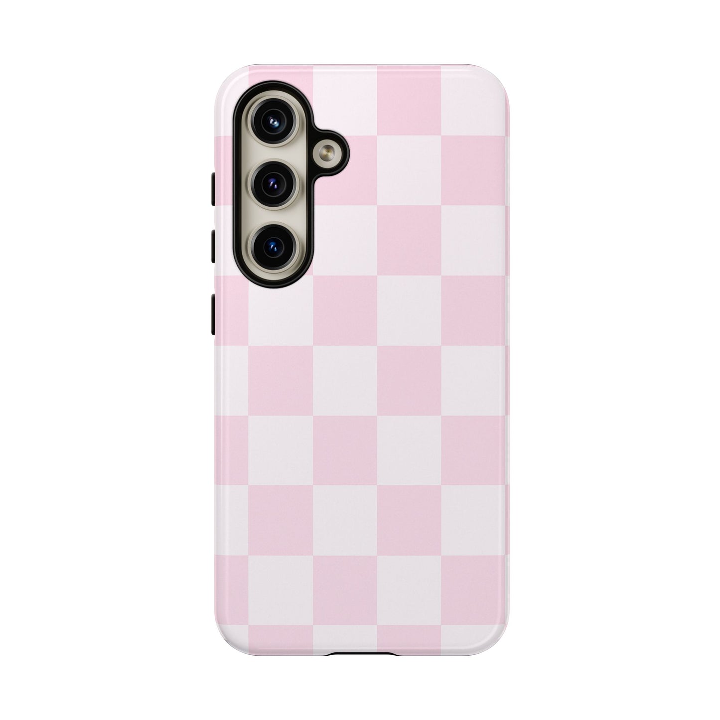 Light Pink Checkerboard Phone Case | Pastel Aesthetic Checkered iPhone & Samsung Tough Case