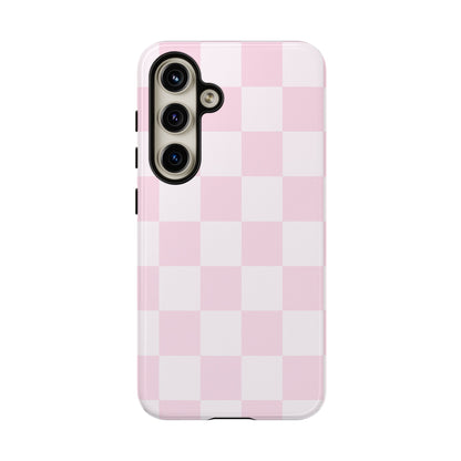 Light Pink Checkerboard Phone Case | Pastel Aesthetic Checkered iPhone & Samsung Tough Case