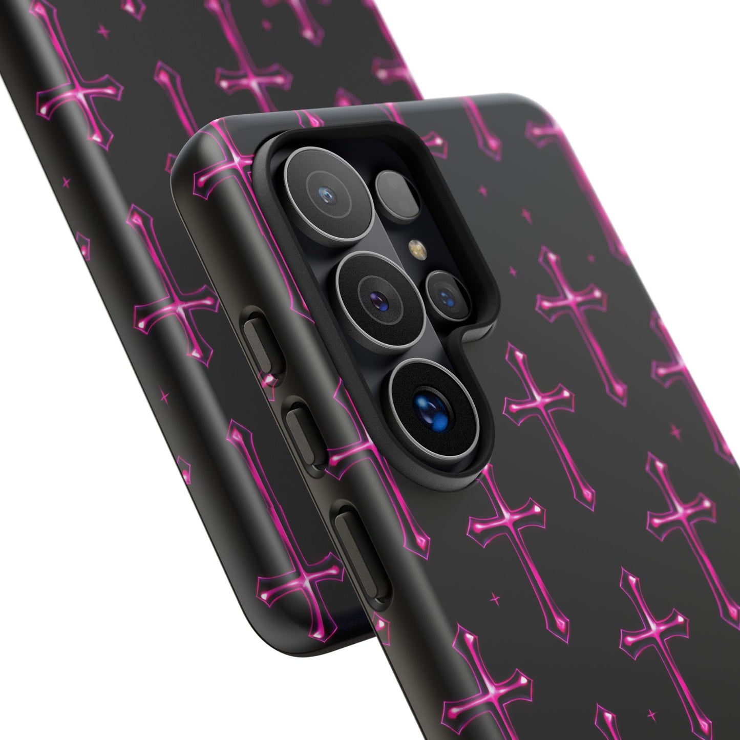 Neon Pink Cross Pattern Phone Case | Tough Protective Case for Iphone, Samsung Galaxy and Pixel