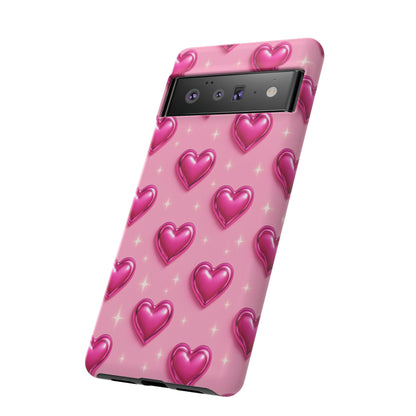 Pink Heart Pattern Phone Case | Tough Protective Case for Iphone, Samsung Galaxy and Pixel
