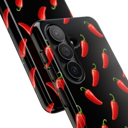 Spicy Chili Pepper Phone Case – Black Cute Hot Pepper Tough Cover for Iphone, Samsung Galaxy and Pixel