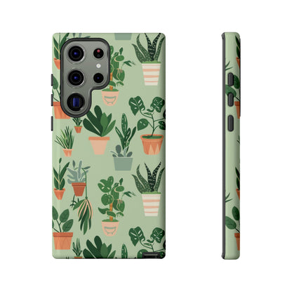Plant Lover Phone Case | Cute Potted Plants Pattern | Botanical Aesthetic Tough Case