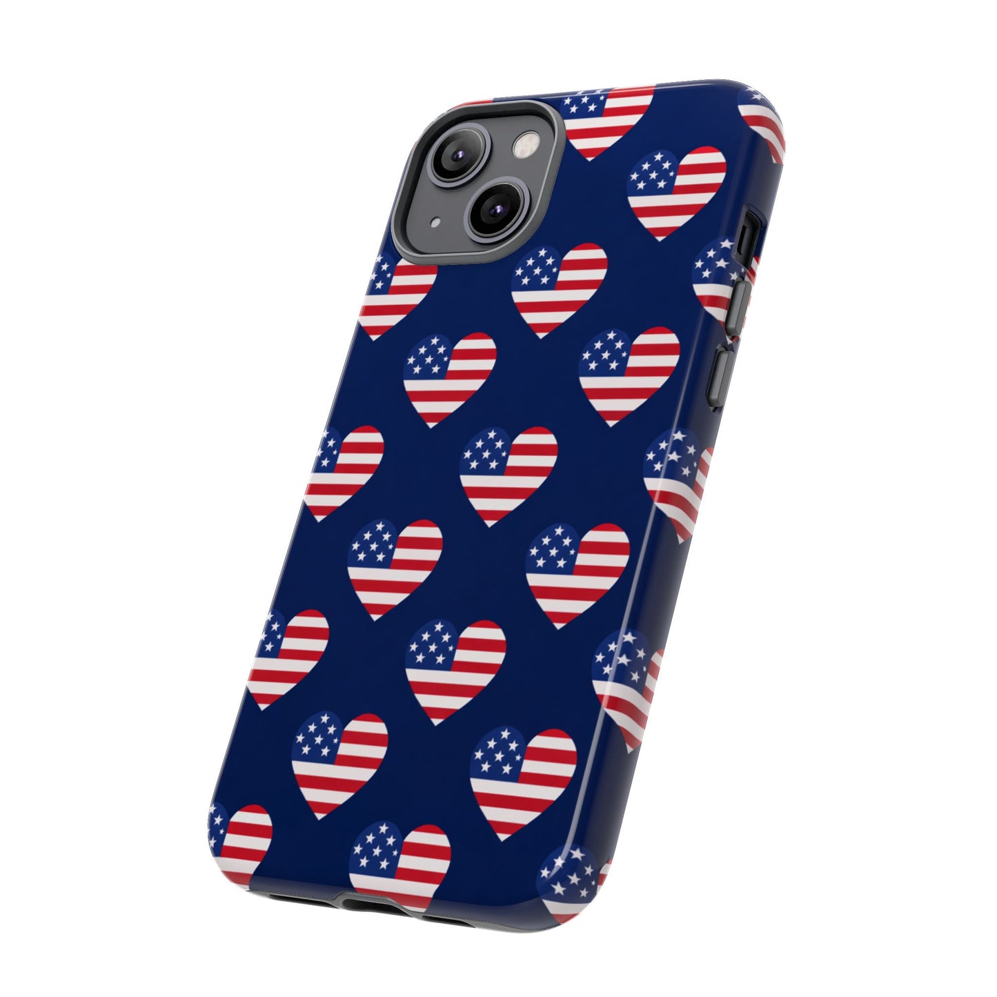 Patriotic American Flag Heart Phone Case – Tough Shockproof, USA Stars & Stripes for Iphone, Samsung Galaxy and Pixel